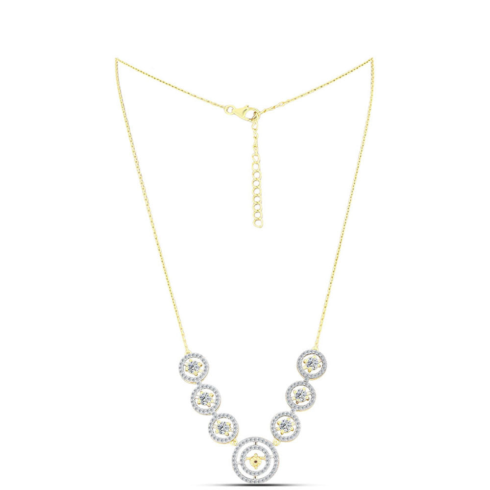 Naszyjnik srebrny pozłacany z koniakowym diamentem i białym topazem