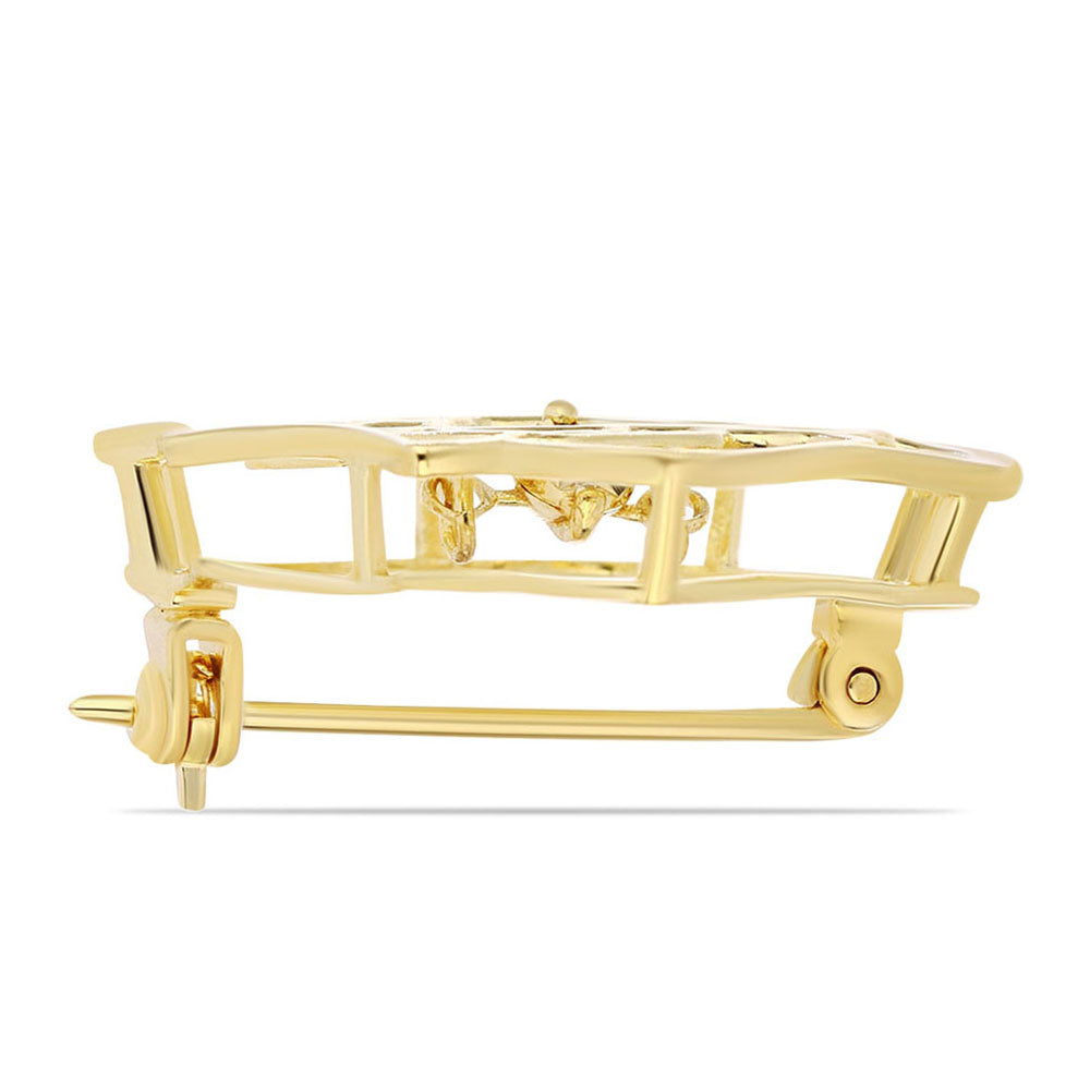 Broszka srebrny pozłacany z koniakowym diamentem