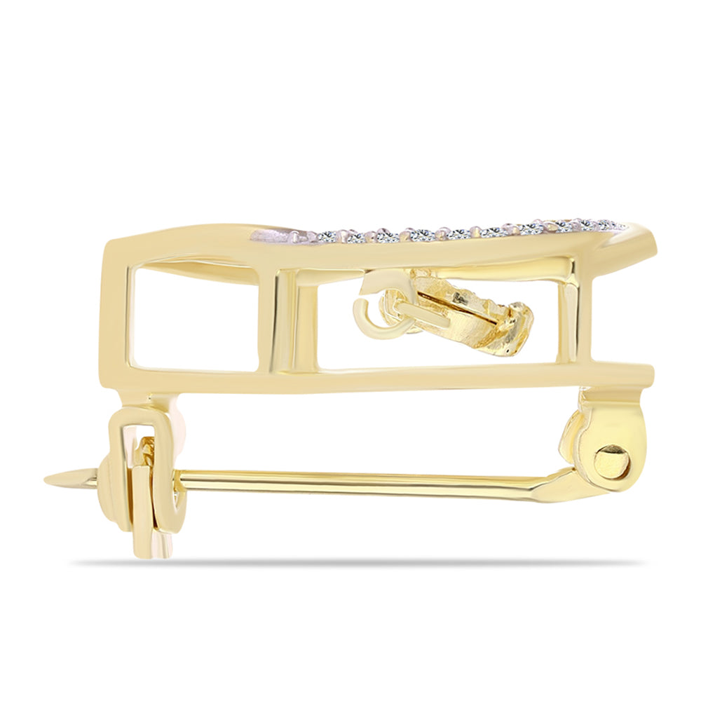 Broszka srebrny pozłacany z koniakowym diamentem i białym topazem