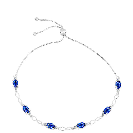 Bransoletka ze srebra próba 925 z australijskim niebieskim szafirem i białym topazem