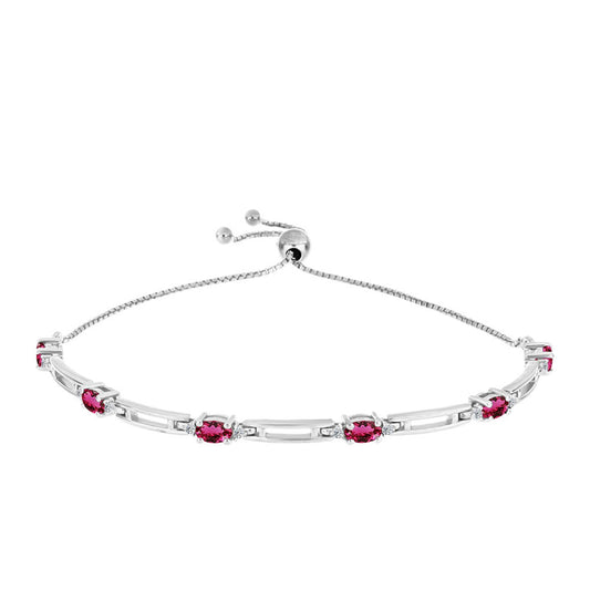 Bransoletka ze srebra próba 925 z rubelitem i białym topazem