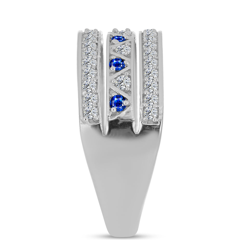 Pierścionek ze srebra próby 925 z australijskim niebieskim szafirem i białym topazem