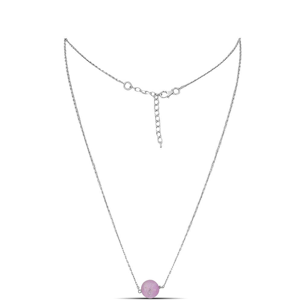 Naszyjnik ze srebra próby 925 z kunzytem