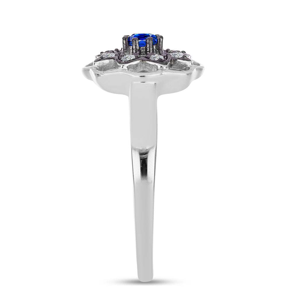 Pierścionek ze srebra próby 925 z australijskim niebieskim szafirem i białym topazem