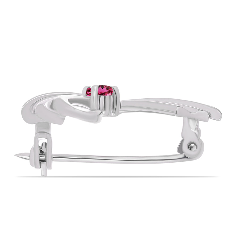 Broszka ze srebra próby 925 z rubelitem