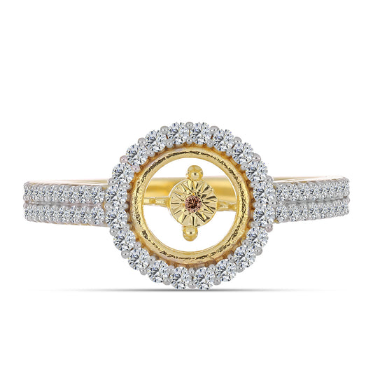 Pierścionek srebrny pozłacany z koniakowym diamentem i białym topazem