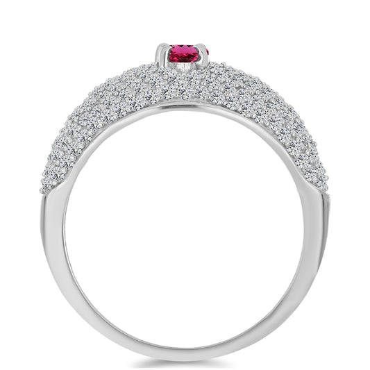 Pierścionek ze srebra próby 925 z rubelitem i białym topazem