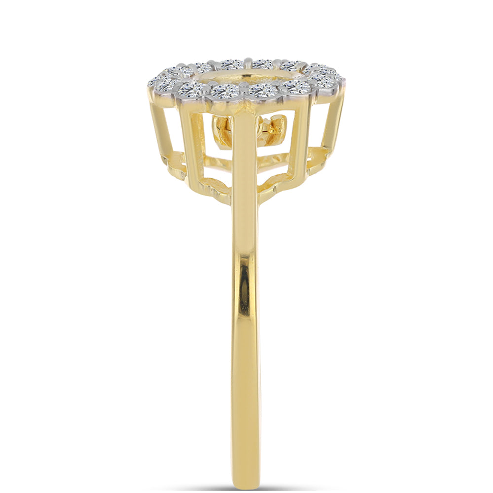 Pierścionek srebrny pozłacany z koniakowym diamentem i białym topazem