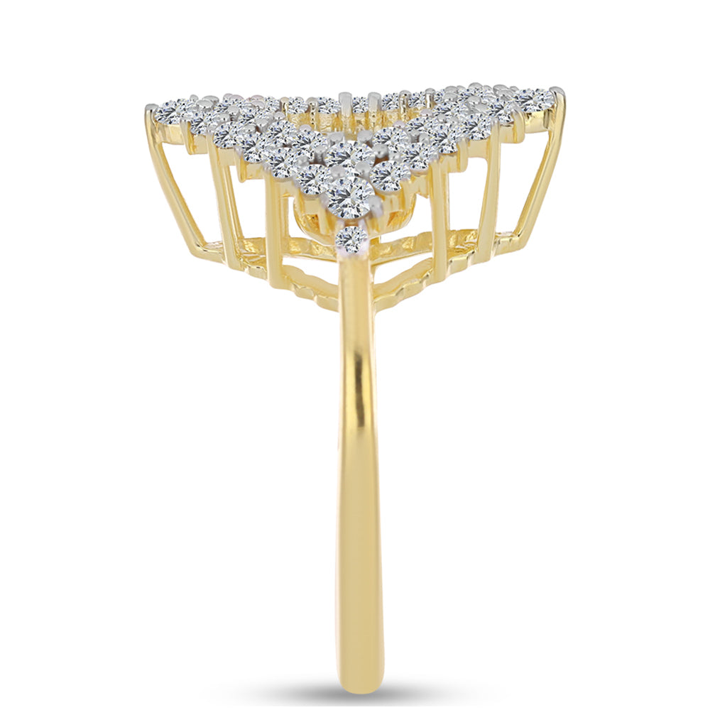 Pierścionek srebrny pozłacany z koniakowym diamentem i białym topazem