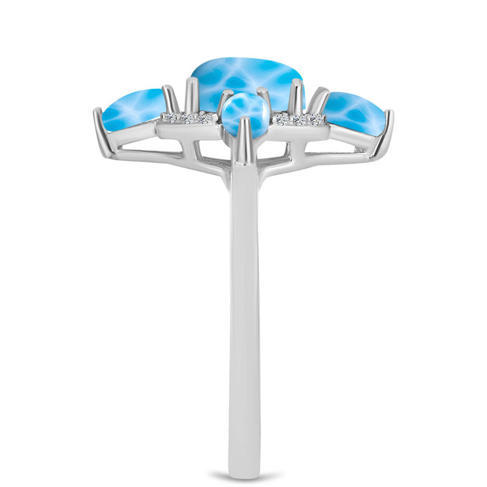 Pierścionek ze srebra próby 925 z larimarem i białym topazem