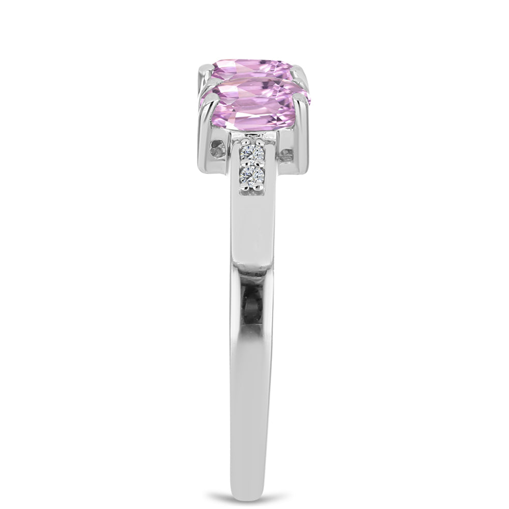 Pierścionek ze srebra próby 925 z kunzytem i białym topazem