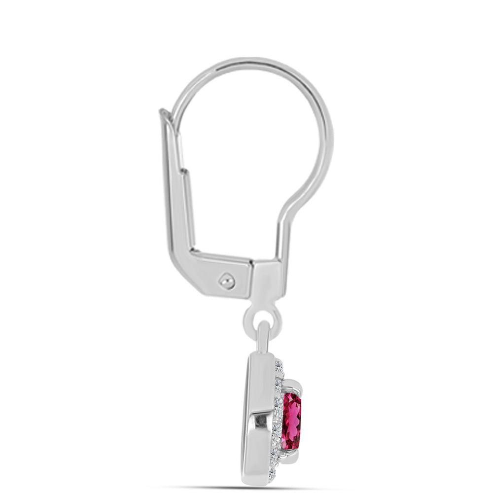 Kolczyki ze srebra próbe 925 z rubelitem i białym topazem