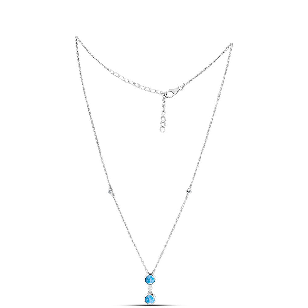 Naszyjnik ze srebra próby 925 z larimarem i białym topazem