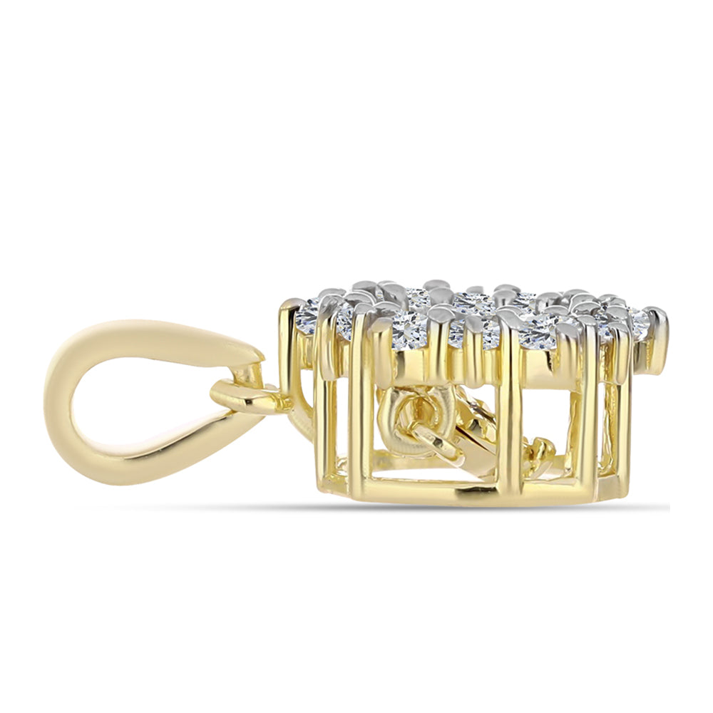 Zawieszka srebrna pozłacana z koniakowym diamentem i białym topazem