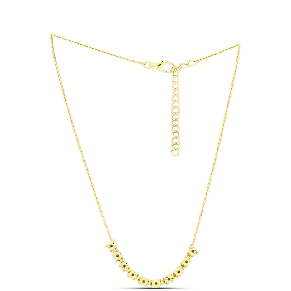 Naszyjnik srebrny pozłacany z koniakowym diamentem