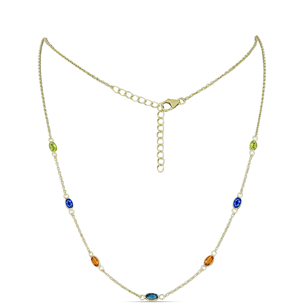 Naszyjnik srebrny pozłacany z tęczowym szafirem