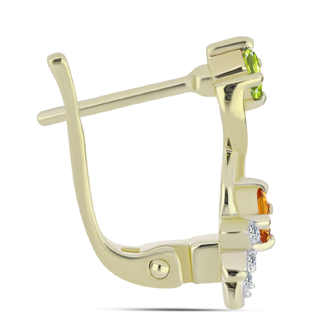 Kolczyki srebrne pozłacane z tęczowym szafirem i białym topazem