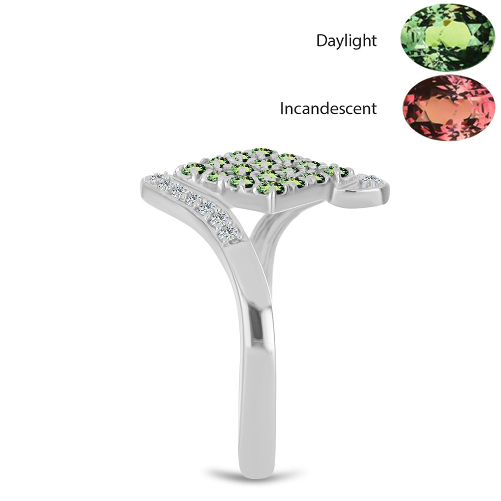 Pierścionek ze srebra próby 925 z naturalnym aleksandrytem i białym topazem