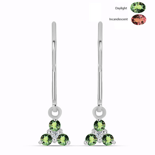 Kolczyki ze srebra próbe 925 z naturalnym aleksandrytem i białym topazem