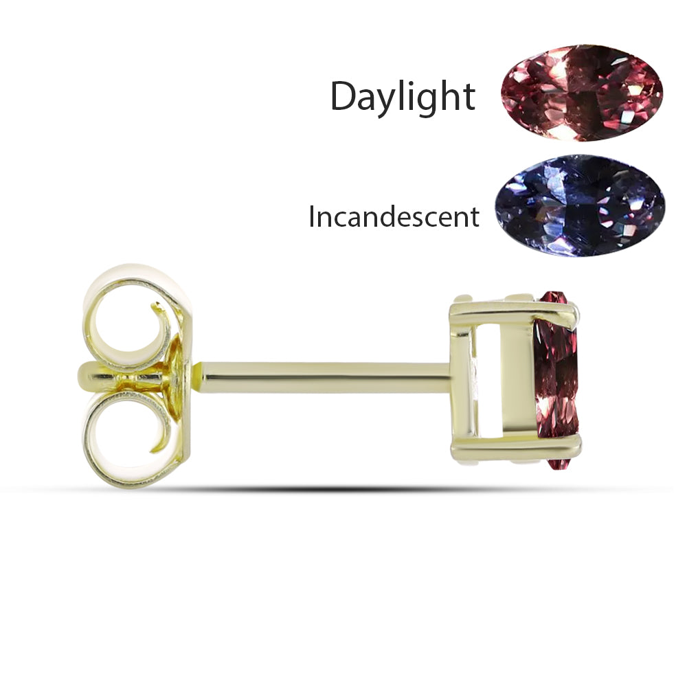 Kolczyki srebrne pozłacane z granatem zmieniającym kolor