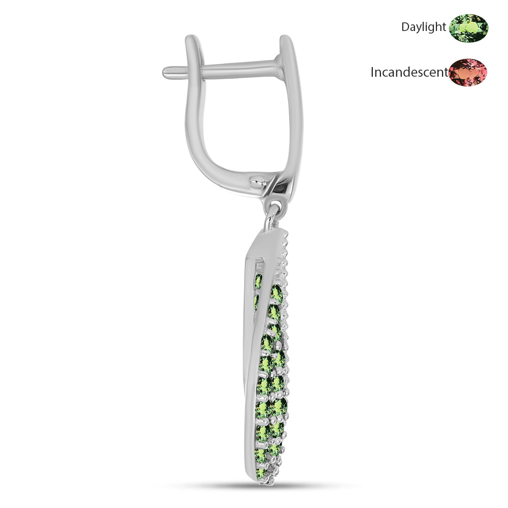 Kolczyki ze srebra próbe 925 z naturalnym aleksandrytem