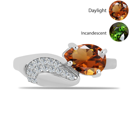 Pierścionek ze srebra próby 925 z certyfikowanym anatolijskim zultanitem hodowanym w laboratorium i białym topazem