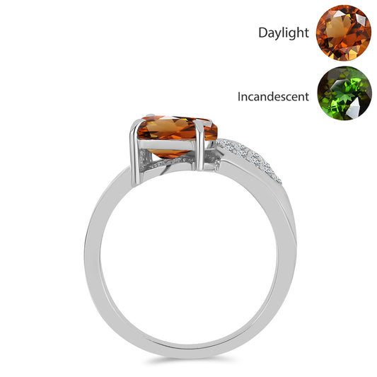 Pierścionek ze srebra próby 925 z certyfikowanym anatolijskim zultanitem hodowanym w laboratorium i białym topazem