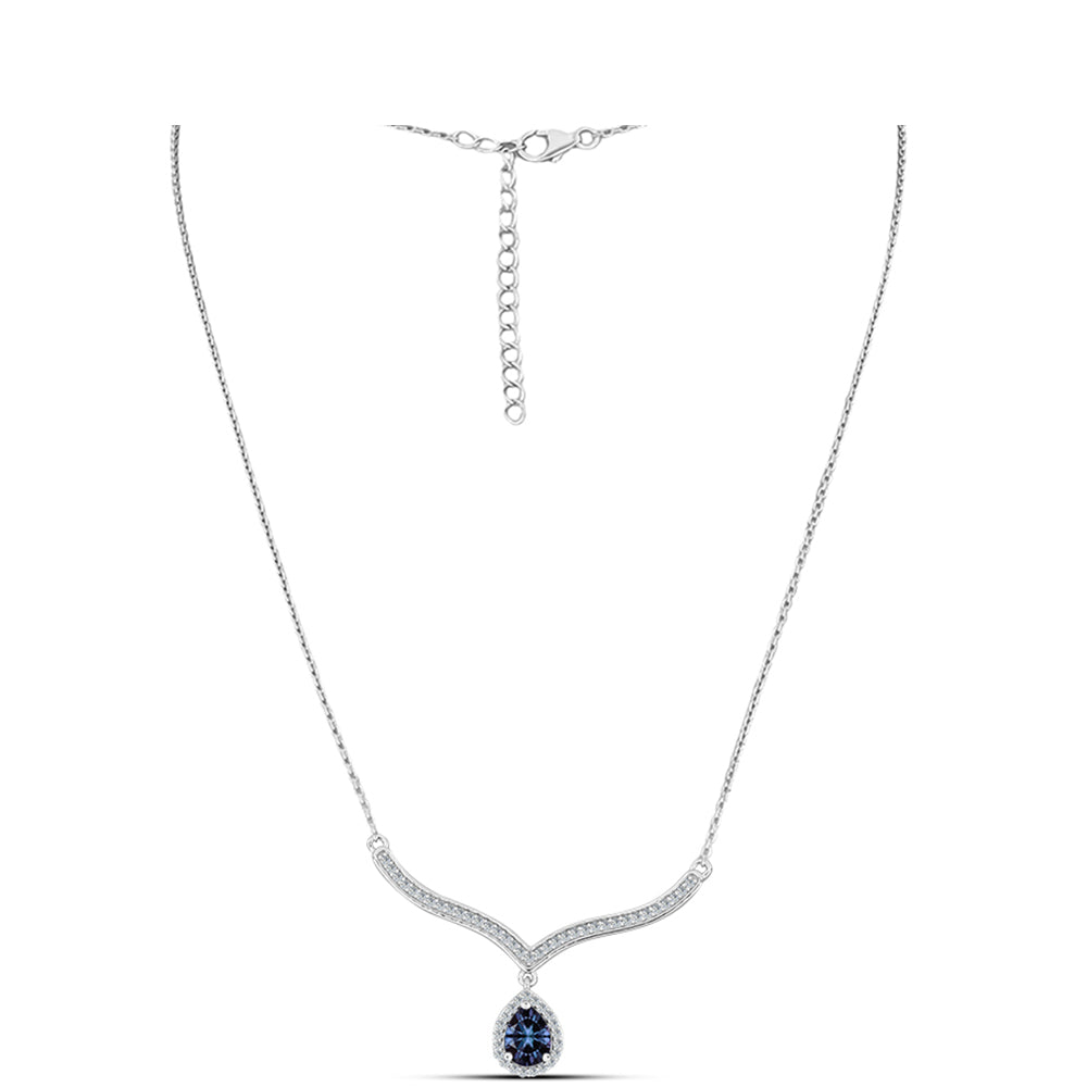 Naszyjnik ze srebra próby 925 z "Purpurowym Imperialnym" mossanitem i białym topazem