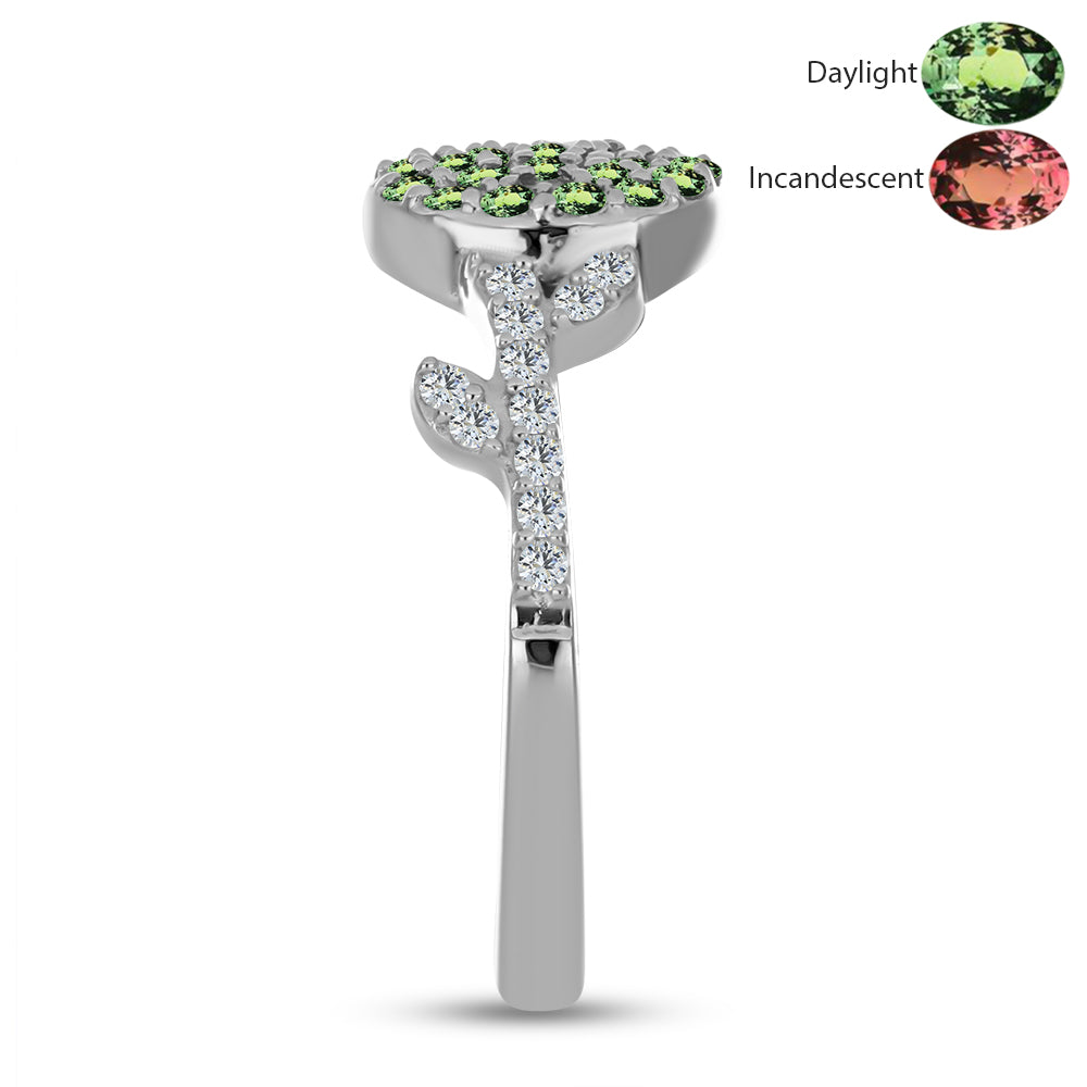 Pierścionek ze srebra próby 925 z naturalnym aleksandrytem i białym topazem