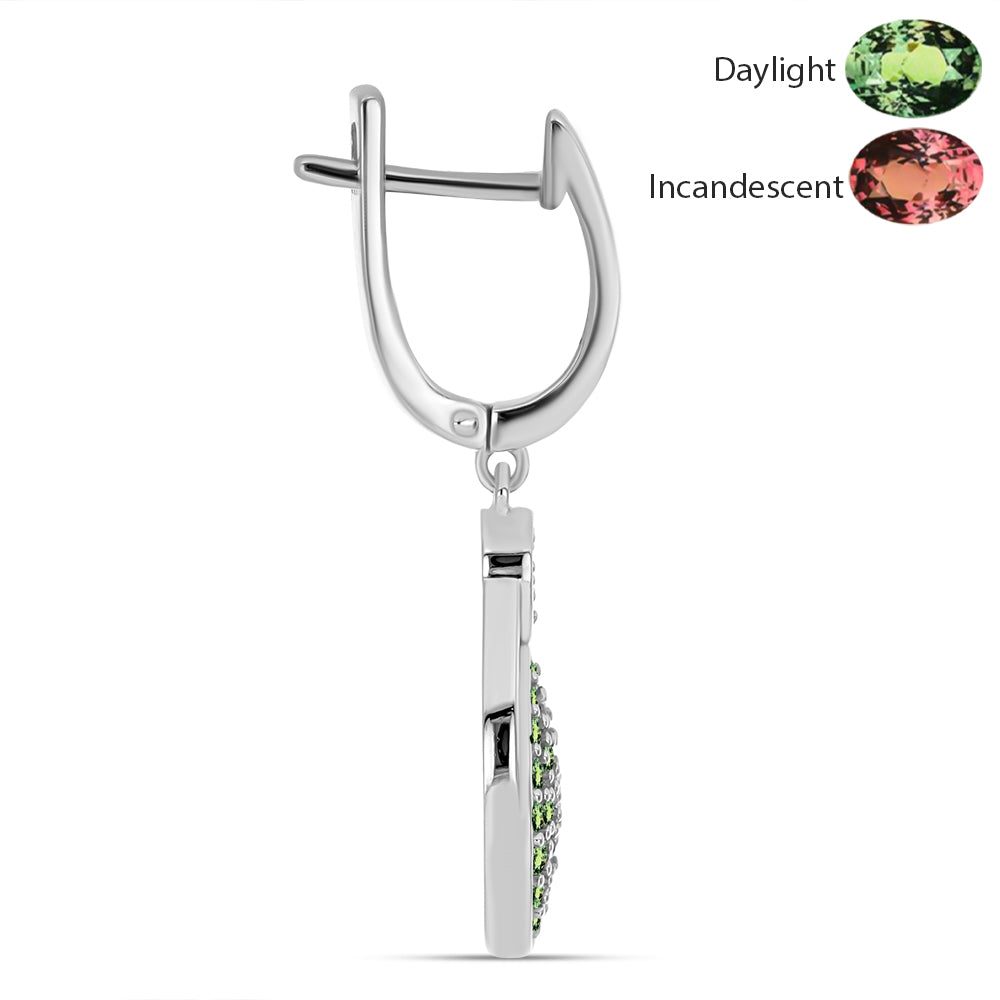 Kolczyki ze srebra próbe 925 z naturalnym aleksandrytem