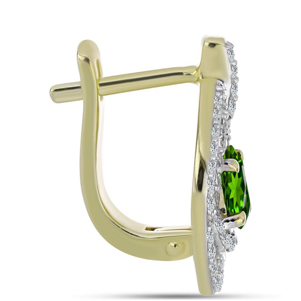 Kolczyki srebrne pozłacane z tęczowym szafirem i białym topazem