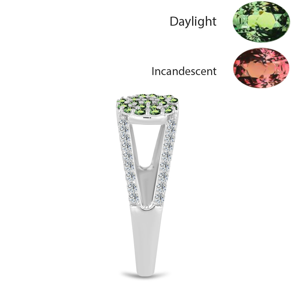 Pierścionek ze srebra próby 925 z naturalnym aleksandrytem i białym topazem