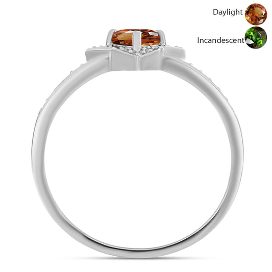 Pierścionek ze srebra próby 925 z certyfikowanym anatolijskim zultanitem hodowanym w laboratorium i białym topazem