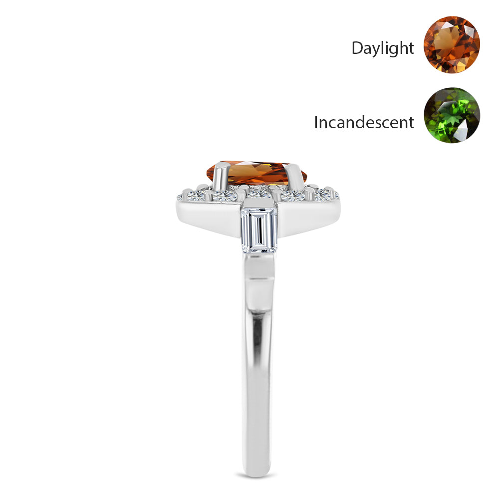 Pierścionek ze srebra próby 925 z certyfikowanym anatolijskim zultanitem hodowanym w laboratorium i białym topazem