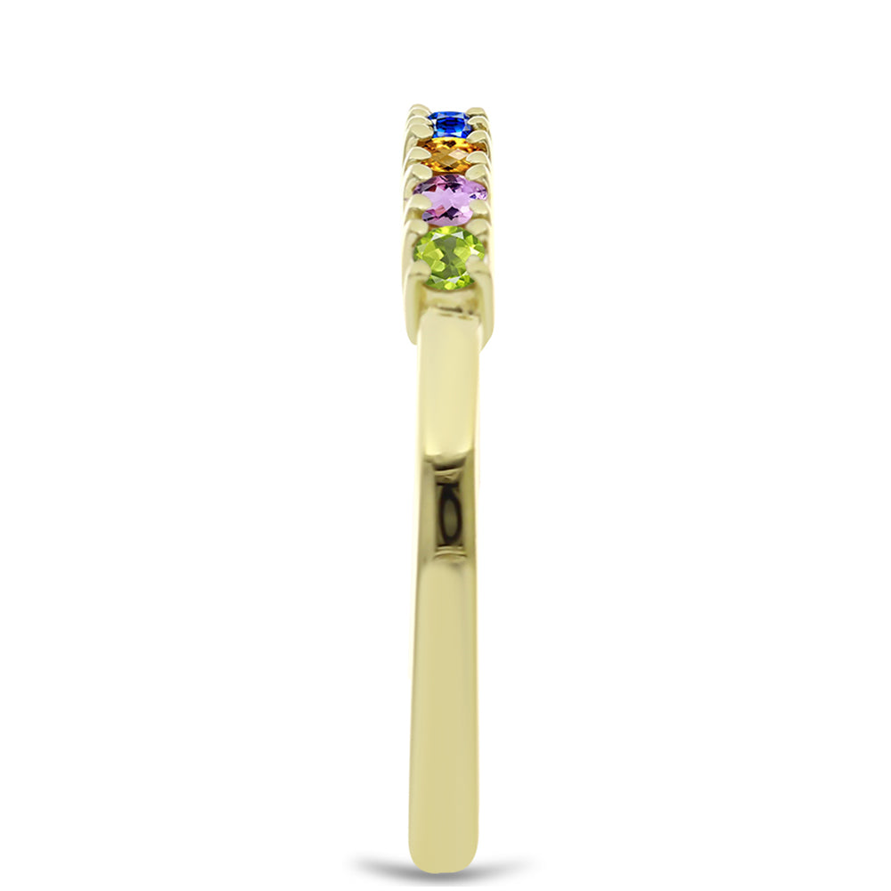 Pierścionek srebrny pozłacany z tęczowym szafirem