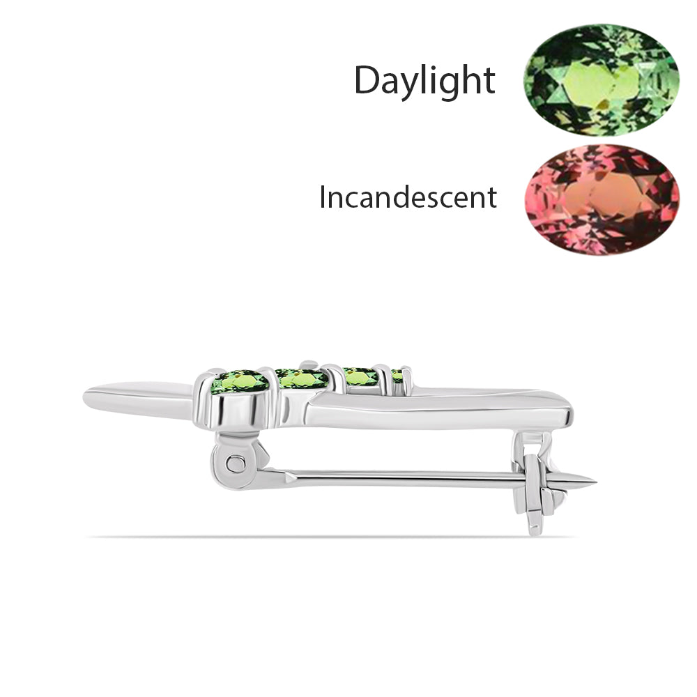 Broszka ze srebra próby 925 z naturalnym aleksandrytem