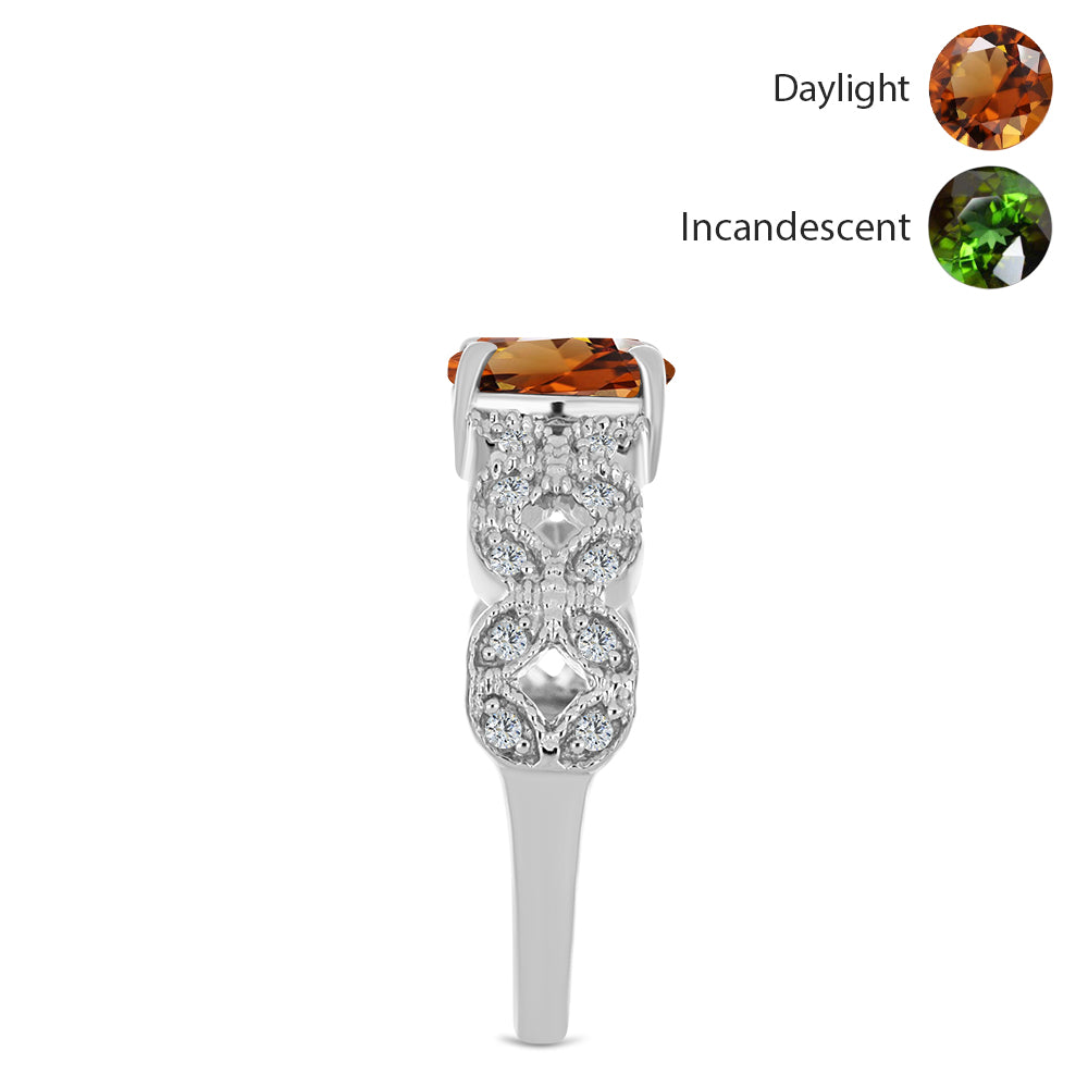 Pierścionek ze srebra próby 925 z certyfikowanym anatolijskim zultanitem hodowanym w laboratorium i białym topazem