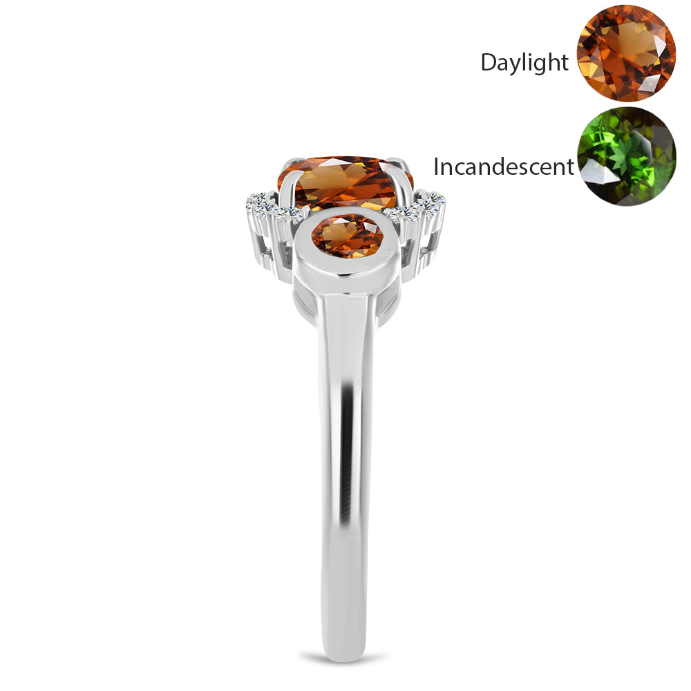 Pierścionek ze srebra próby 925 z certyfikowanym anatolijskim zultanitem hodowanym w laboratorium i białym topazem