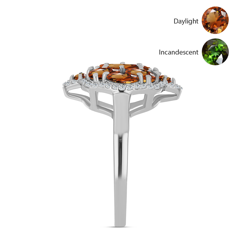 Pierścionek ze srebra próby 925 z certyfikowanym anatolijskim zultanitem hodowanym w laboratorium i białym topazem