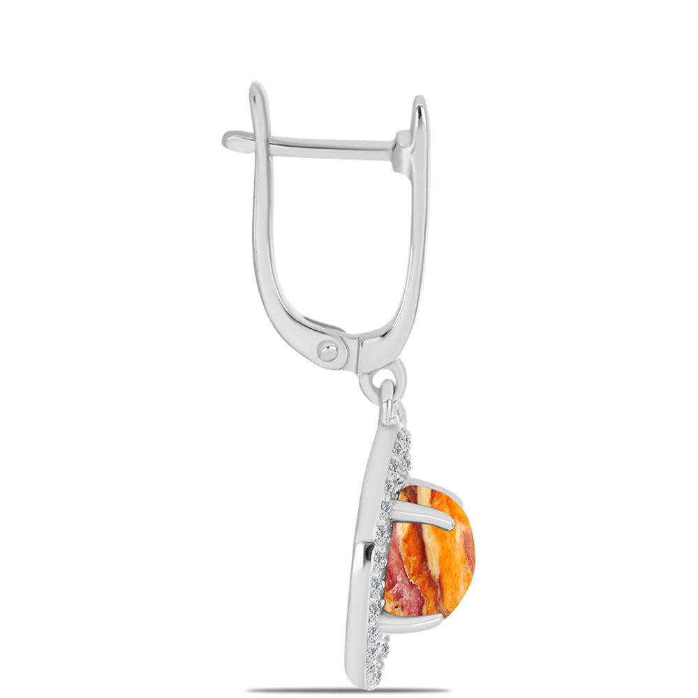 Kolczyki ze srebra próbe 925 z muszlą lwia łapa i białym topazem