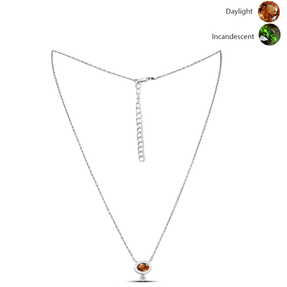 Naszyjnik ze srebra próby 925 z certyfikowanym anatolijskim zultanitem hodowanym w laboratorium i białym topazem