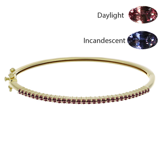 Bransoletka srebrny pozłacany z granatem zmieniającym kolor