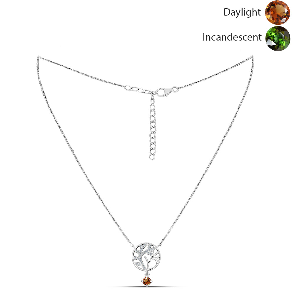 Naszyjnik ze srebra próby 925 z certyfikowanym anatolijskim zultanitem hodowanym w laboratorium i białym topazem