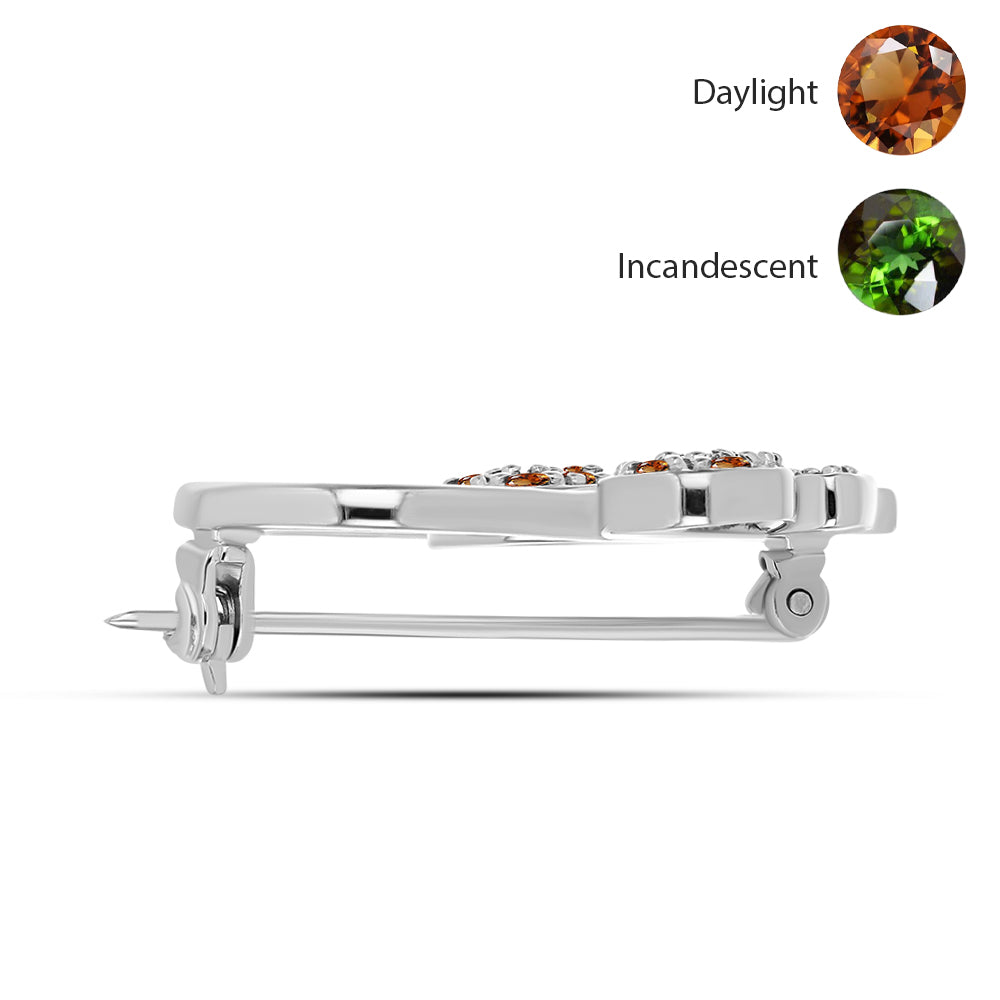 Broszka ze srebra próby 925 z certyfikowanym anatolijskim zultanitem hodowanym w laboratorium