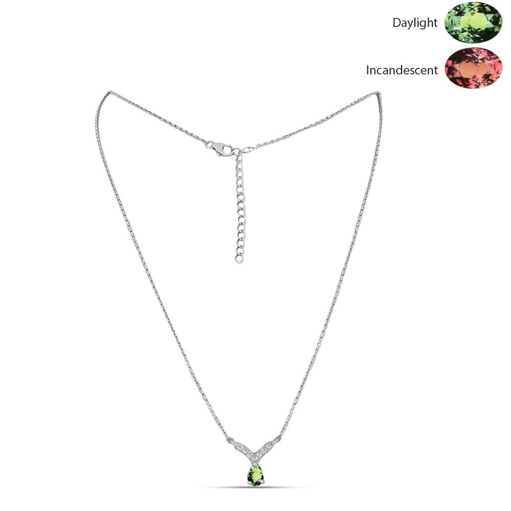 Naszyjnik ze srebra próby 925 z naturalnym aleksandrytem i białym topazem