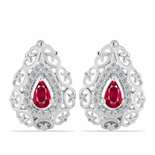 Kolczyki ze srebra próbe 925 z malgaskim rubinem i białym topazem