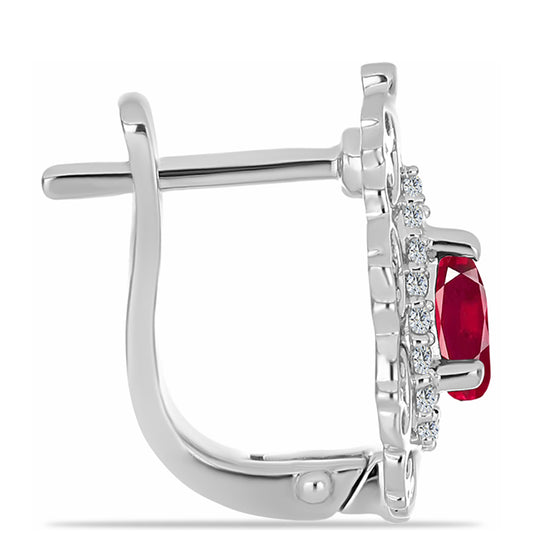 Kolczyki ze srebra próbe 925 z malgaskim rubinem i białym topazem