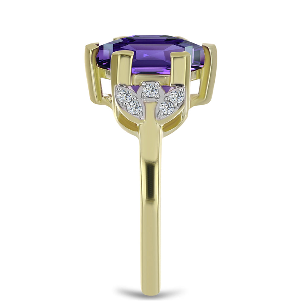 Pierścionek srebrny pozłacany z marokańskim ametystem i białym topazem