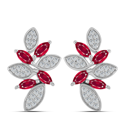 Kolczyki ze srebra próbe 925 z malgaskim rubinem i białym topazem
