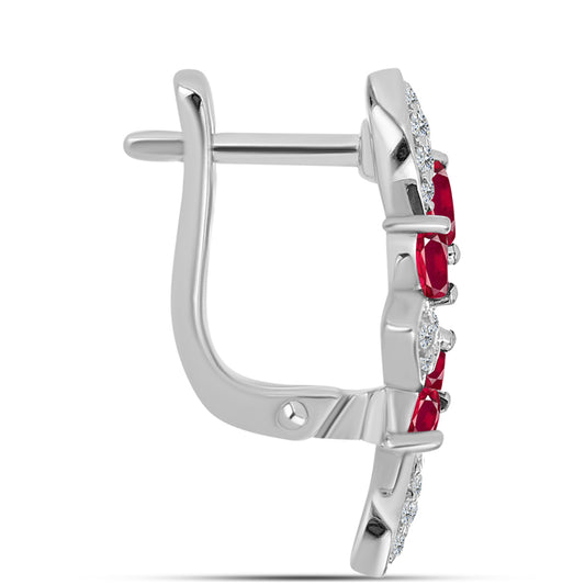 Kolczyki ze srebra próbe 925 z malgaskim rubinem i białym topazem